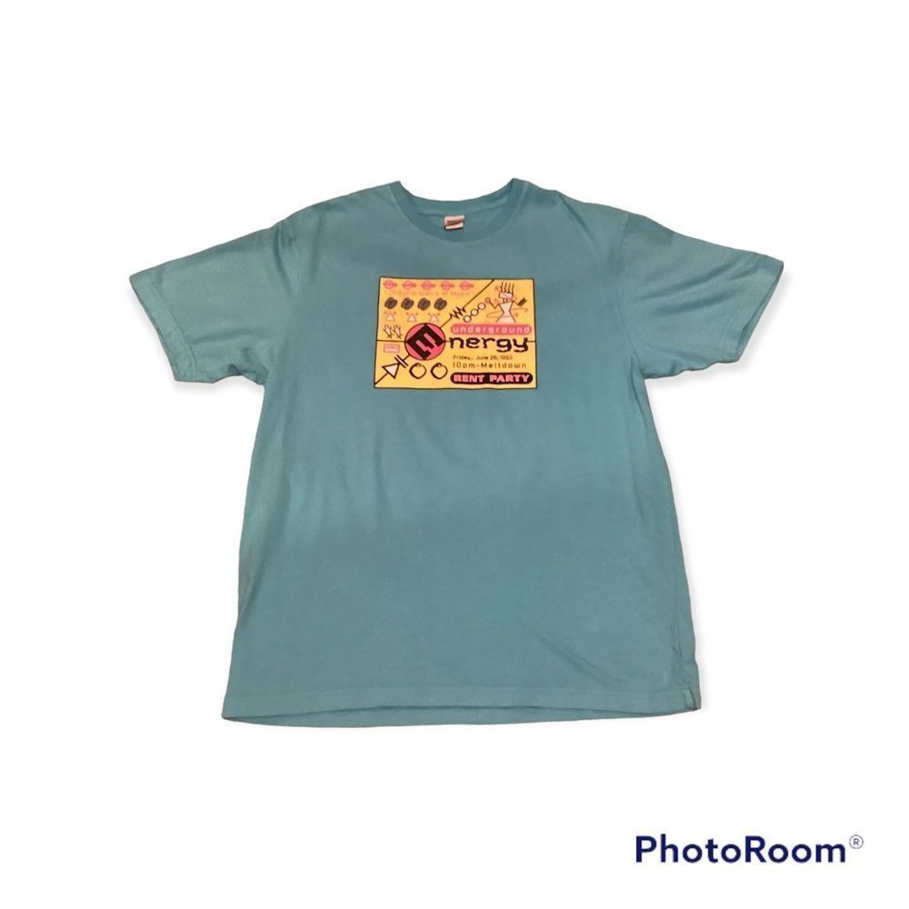 Mens Crew Neck Rent Party Blue T-Shirt SZ- XL